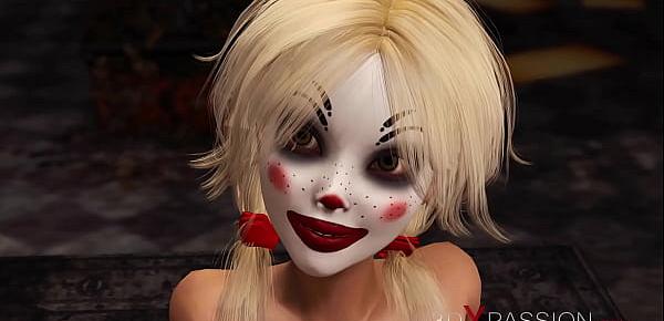 Joker bangs rough a cute sexy blonde in a clown mask in the abandoned room